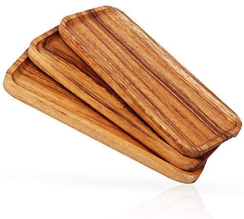 11.8 Inch Solid Wood Serving Platters and Trays Set of 3 Highly Durable